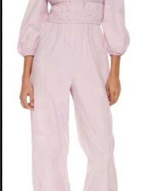 Aritzia Wilfred Light Lilac Smocked Jumpsuit